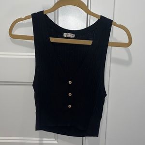 Free People Black Button Up Tank